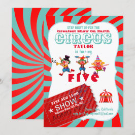 ROLL UP CIRCUS 5. Geburtstagsjunge Mädchen Beste S Einladung