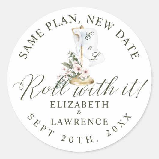 Roll with it Elegance Cherry Blossom & Toilettenpa Runder Aufkleber (Vorderseite)