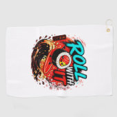 Roll With It – Lustiges Surfing Sushi Design Golfhandtuch (Horizontal)