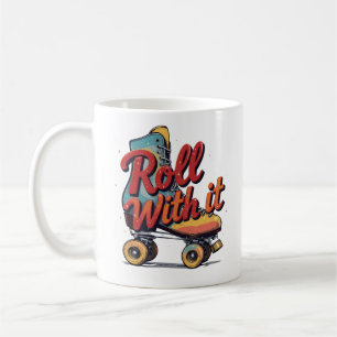 Roll With It Retro 70er 80er Rollschuh Grafik Kaffeetasse