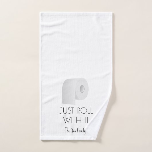 "Roll with it" Sarcastic Toilettenpapier Design Badhandtuch Set (Handtuch)