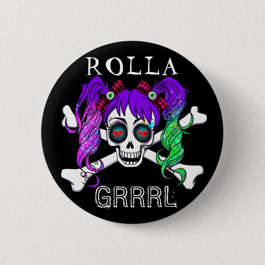 Rolla Grrl Punk Rock Roller Derby Button Button (Vorderseite)