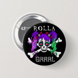Rolla Grrl Punk Rock Roller Derby Button Button