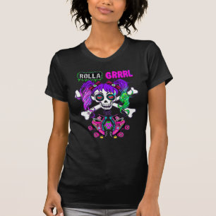 Rolla Grrrl Punk Rock Skater Girl Totenkopf T-Shir T-Shirt