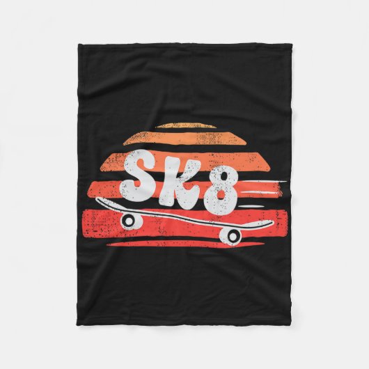 Rollbrett Skate Retro Skateboarding Skateboarder Fleecedecke (Vorderseite)