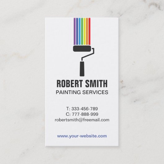 Rollbürste-Regenbogenfarbene vertikale Visitenkart Visitenkarte (Vorderseite)