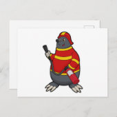 Rolle als Feuerwehrmann mit Feuerlöscher Postkarte (Vorne/Hinten)