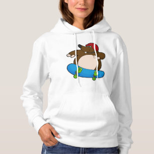 Rolle als Skater mit Skateboard und Helm Hoodie