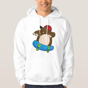 Rolle als Skater mit Skateboard und Helm Hoodie