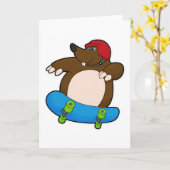 Rolle als Skater mit Skateboard und Helm Karte (Gelbe Blume)