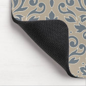 Rolle-Damast-große Muster-Creme-Linie Blau-Sand Mousepad (Ecke)