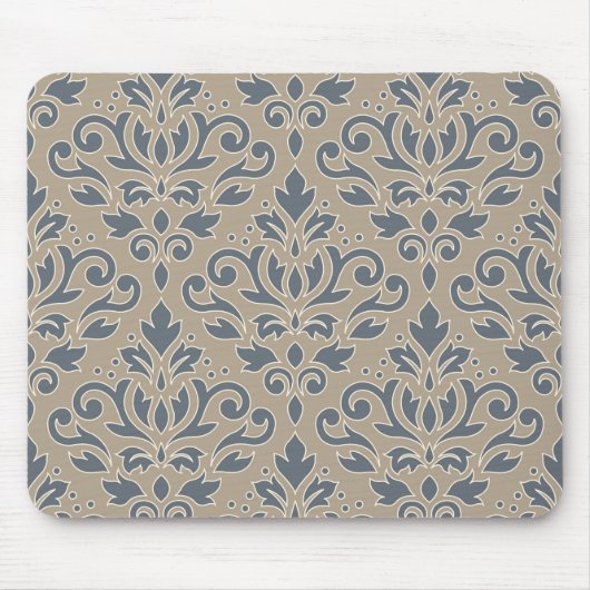 Rolle-Damast-große Muster-Creme-Linie Blau-Sand Mousepad (Vorne)