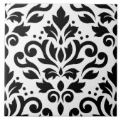 Rolle-Damast-großes Entwurfs-Schwarzes auf Weiß Fliese (Vorderseite)