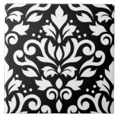 Rolle-Damast-großes Entwurfs-Weiß auf Schwarzem Fliese (Vorderseite)