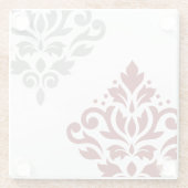 Rolle-Damast-Kunst I rot u. Grau auf Weiß Glasuntersetzer (Rückseite)