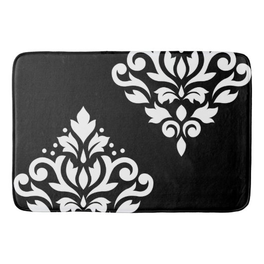 Rolle-Damast-Kunst Ib Weiß auf Schwarzem Badematte (Vorderseite)