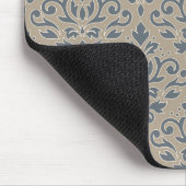 Rolle-Damast-Muster-Creme-Linie Blau-Sand Mousepad (Ecke)