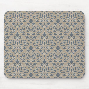 Rolle-Damast-Muster-Creme-Linie Blau-Sand Mousepad