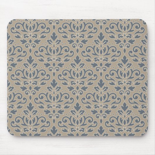 Rolle-Damast-Muster-Creme-Linie Blau-Sand Mousepad (Vorne)