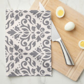Rolle-Damast-Muster-Grau auf Creme Handtuch (Viertel Falte)