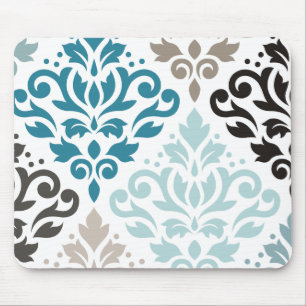 Rolle-Damast OffsetPtn Kunst-Knickenten-Braun weiß Mousepad