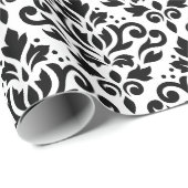 Rolle-Damast-Wiederholungs-Muster-Schwarzes auf Geschenkpapier (Rolleneckpunkt)