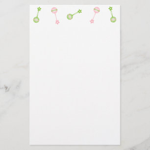 Rolle des Geklapper-n stationär (Rosa und Grün) Briefpapier
