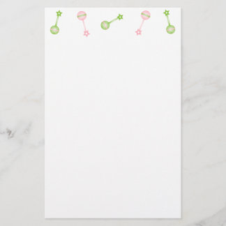 Rolle des Geklapper-n stationär (Rosa und Grün) Briefpapier