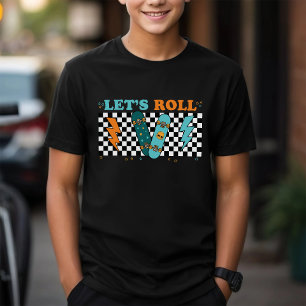 Rolle des lassend Retro-Skateboard Schachtel Tri-Blend Shirt