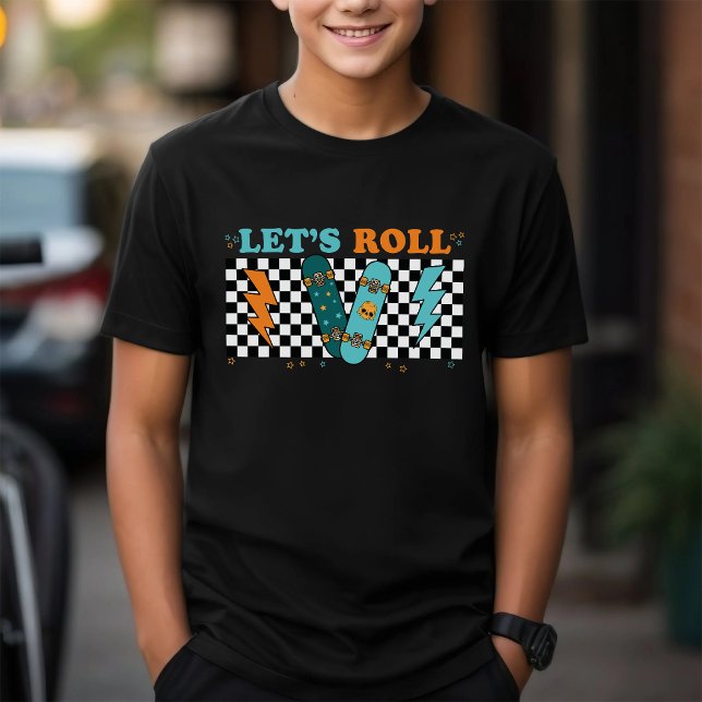 Rolle des lassend | Retro-Skateboard Schachtel Tri-Blend Shirt (Von Creator hochgeladen)
