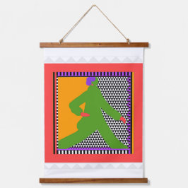 Rolle grün wandteppich mit holzrahmen