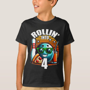 Rolle in 4 Bowling-Geburtstagsfeier 4. Geburtstag T-Shirt