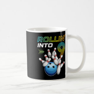 Rolle in 9 Retro Bowling Geburtstagsfeier 9. Gebur Kaffeetasse