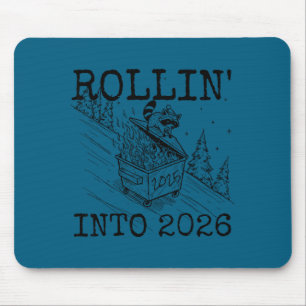 Rolle in das Jahr 2026 Frohes neues Jahr Waschbär Mousepad