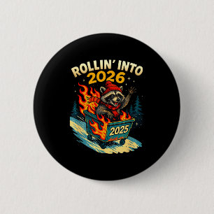 Rolle in den Waschbär 2026 Lustiges Müllcontainer- Button