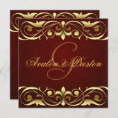 Rolle-Leder-Einladung Großherzogin-Gold Einladung (Vorne/Hinten)