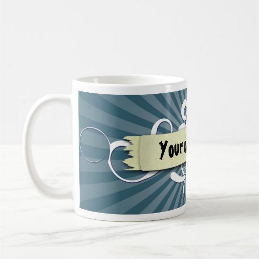 Rolle mit blauem Hintergrund Kaffeetasse (Links)