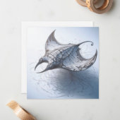 Rolled Magazine Paper Manta-Ray Grußkarte Mitteilungskarte (Vorderseite/Rückseite Beispiel)