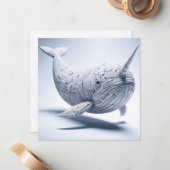 Rolled Magazine Paper Narwhal Grußkarte Mitteilungskarte (Vorderseite/Rückseite Beispiel)