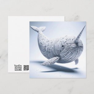 Rolled Magazine Paper Narwhal Grußkarte Mitteilungskarte