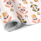 Rolled pink floral wrapping paper with a repeated  geschenkpapier (Rolleneckpunkt)