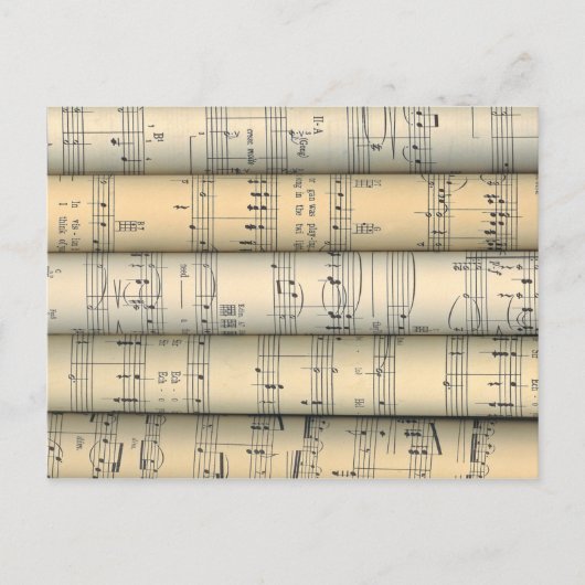 Rolled Sheet Music ~ Musical Notes ~ Party Time ~ Einladungspostkarte (Vorderseite)