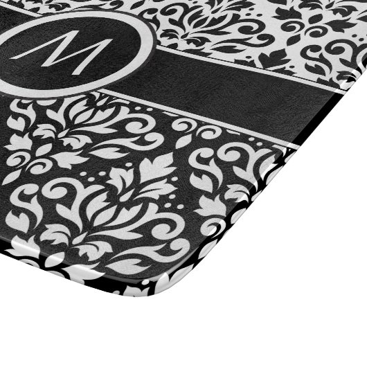 Rollen-Damask 2Part-Tn-BW & Band (Personalisiert) Schneidebrett (Ecke)