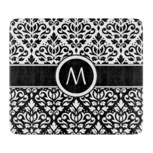 Rollen-Damask 2Part-Tn-BW & Band (Personalisiert) Schneidebrett