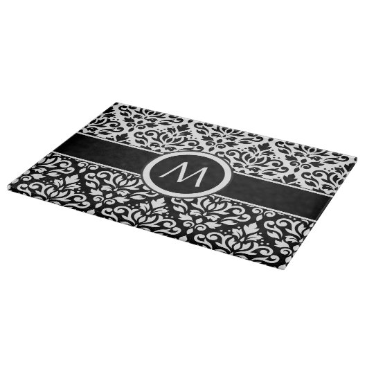 Rollen-Damask 2Part-Tn-BW & Band (Personalisiert) Schneidebrett (Ecke)