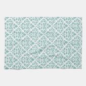 Rollen-Damask-Aquamarines Muster Geschirrtuch (Horizontal)