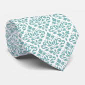 Rollen-Damask-Aquamarines Muster Krawatte (Gerollt)