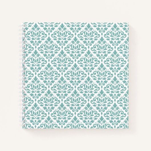 Rollen-Damask-Aquamarines Muster Notizblock (Vorderseite)