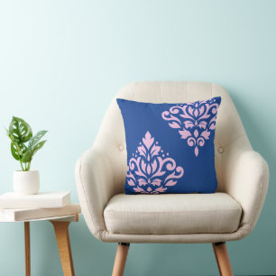 Rollen Damask Art I 2Wart Pink+Blau Kissen