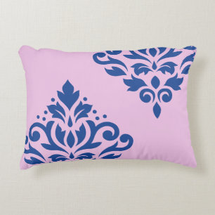 Rollen Damask Art I Blue on Pink Dekokissen